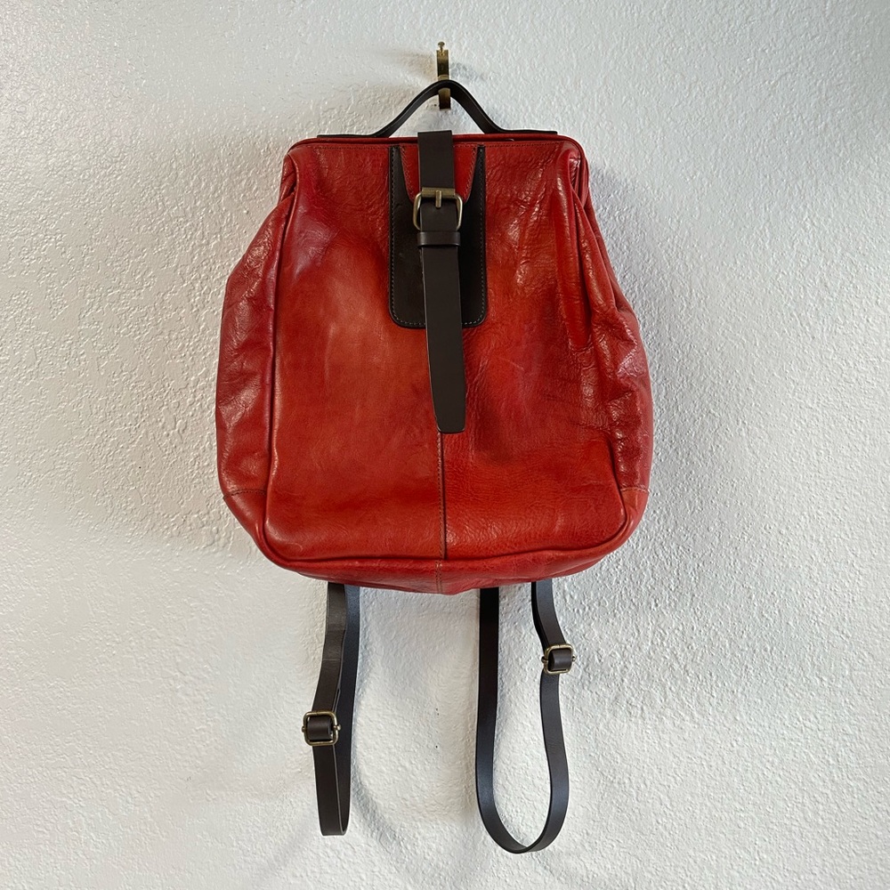 Chiarugi Italian Old Tuscany Red Leather Backpack